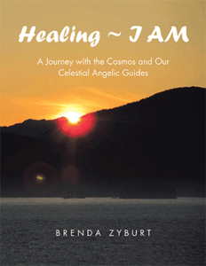 Cover Healing I AM A book cover with an image of the sun setting.