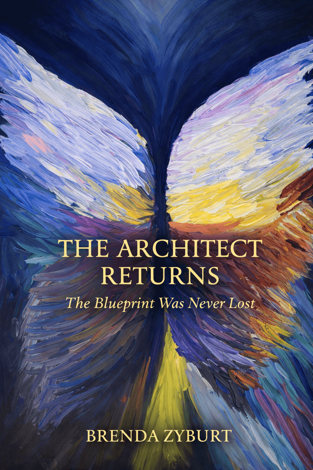 Abstract wings on book cover, colorful design.