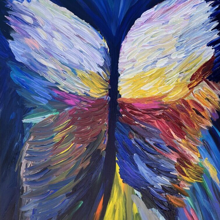 Angel Wings A painting of an abstract butterfly with many colors